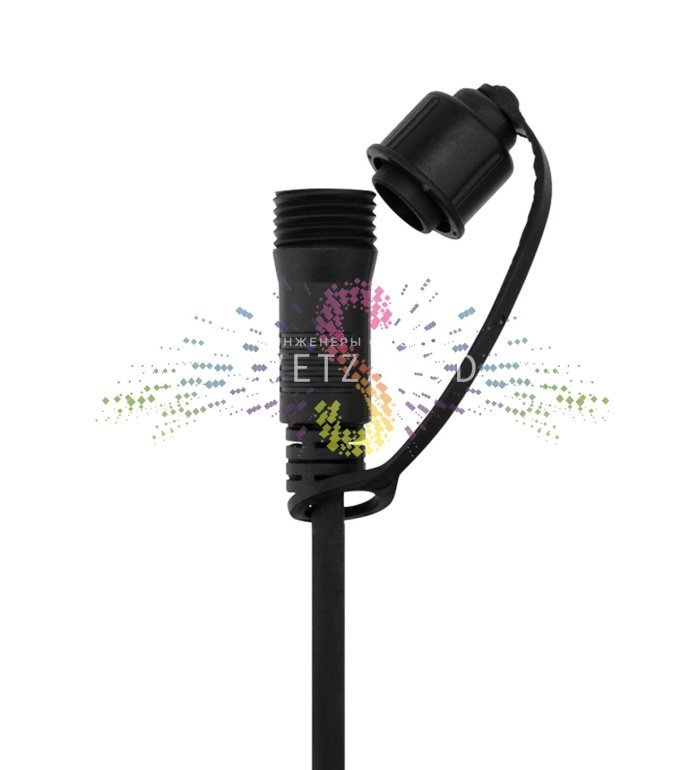 Детальное фото гирлянды в стиле Лофт: черный каучуковый шнур с подвесными патронами Е27, расстояние между лампами 40 см. Детальное фото гирлянды в стиле Лофт: черный каучуковый шнур с подвесными патронами Е27, расстояние между лампами 40 см.