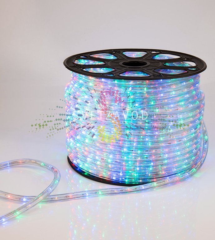 Детальное фото бухты светодиодного дюралайта Neon-Night 13 мм, 220В, с разноцветными светодиодами и прозрачной ПВХ-оболочкой.