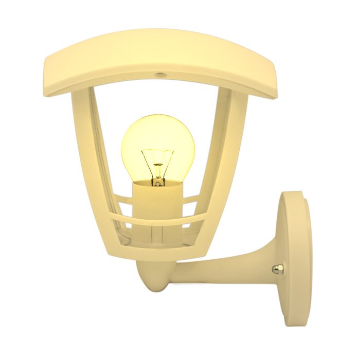 Белый настенный светильник «Дели» Е27, 4-гранный пластиковый корпус, прозрачный поликарбонатный рассеиватель, 19х16х23