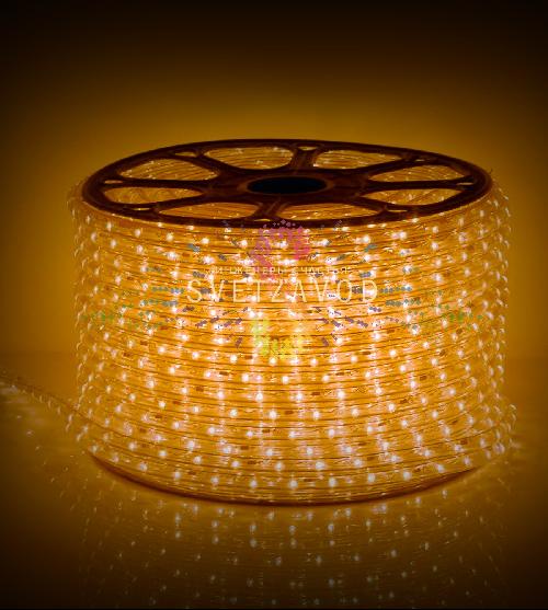 Светодиодный дюралайт, Ø 13мм, 220В, 2W, 36 led/м, фиксинг, желтый, шаг 1м, 100м, Rich Led