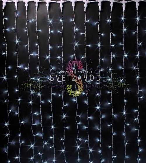 Светодиодный дождь Водопад, 3х2м, белый, чейзинг, прозрачный ПВХ, 24В, IP54, Rich Led