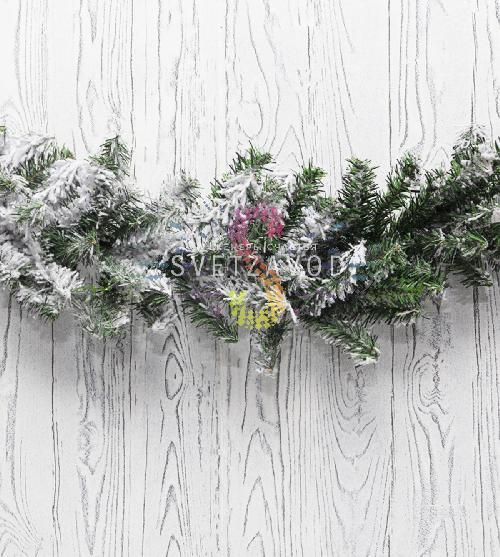 Еловый шлейф искусственный заснеженный 2,7м, Ø26см, ветки ПВХ, Neon-Night