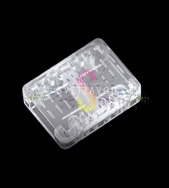 Крупный план I-образного соединительного коннектора артикул SLK-125 для светодиодного дюралайта размером 11 на 18 миллиметров, упаковка 10 штук.