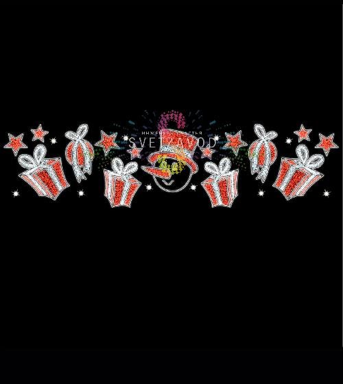 Светодиодная перетяжка "Подарки" 400х100 см, белая, красная