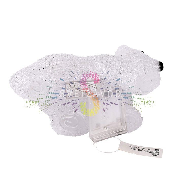 Детальное фото акриловой светодиодной фигуры 3D Медвежонок от Neon-Night. Видны объемная форма, равномерная подсветка по контуру, размеры 24х11х18 см.