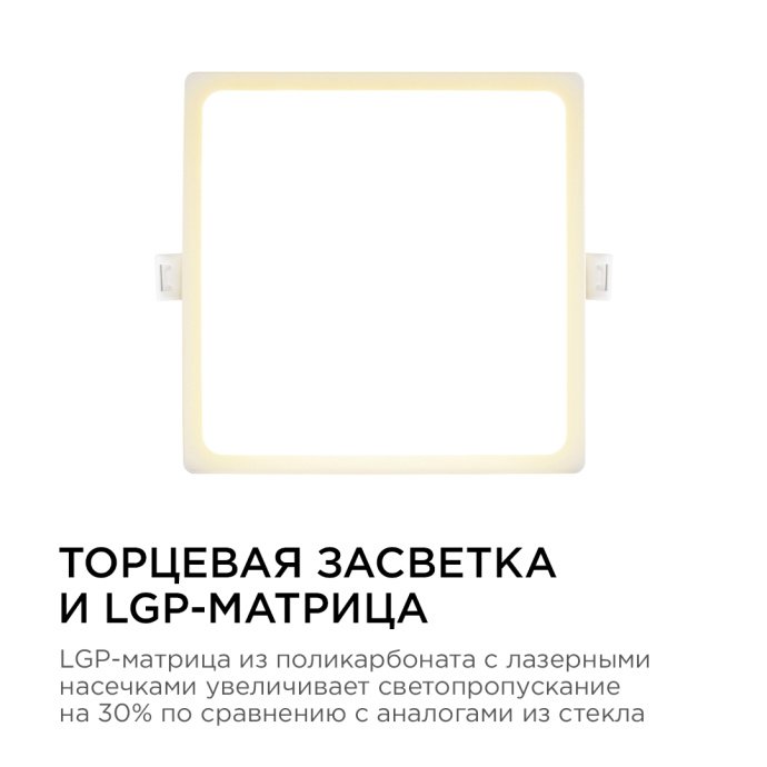 Квадратная LED панель 145х145 мм встраиваемая, теплый белый 2700K, белая рамка алюминий, потолочный светильник для офиса