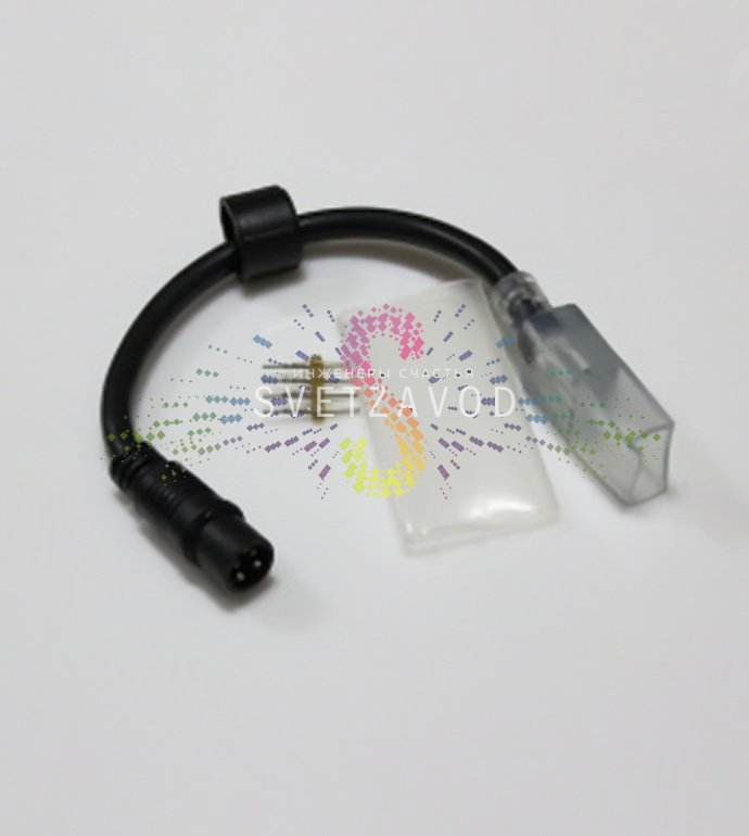 Детальное фото шнура для дюралайта SLK-155: белый провод с 4 жилами и разъемом для подключения к контроллеру.