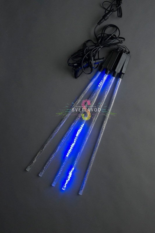 Светодиодная гирлянда Тающие сосульки синяя, DIP 320LED, 12В, блок питания в комплекте, IP54, провод черный