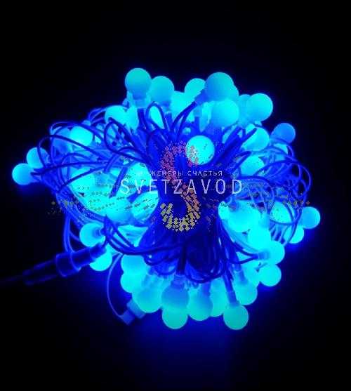 Гирлянда Шарики Ø 25мм, 15м, 220В, белый каучук, синяя, IP65, с блоком питания