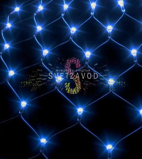 Световая сеть, 2х3м, 220В, синяя+белая, прозрачный ПВХ, IP54, с контроллером, Rich Led