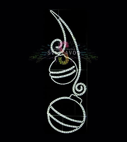 Светодиодная консоль "Новогодние шары" 200х60 см, белая