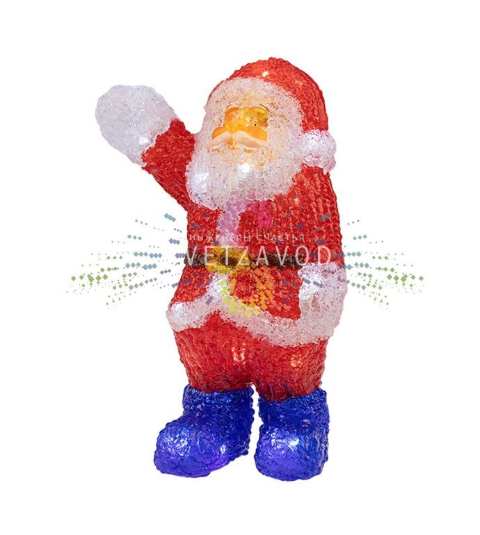 Детальное фото светодиодной акриловой фигуры 3D Санта Клаус с 40 LED, защитой IP65 и блоком питания 24В. Детальное фото светодиодной акриловой фигуры 3D Санта Клаус с 40 LED, защитой IP65 и блоком питания 24В.