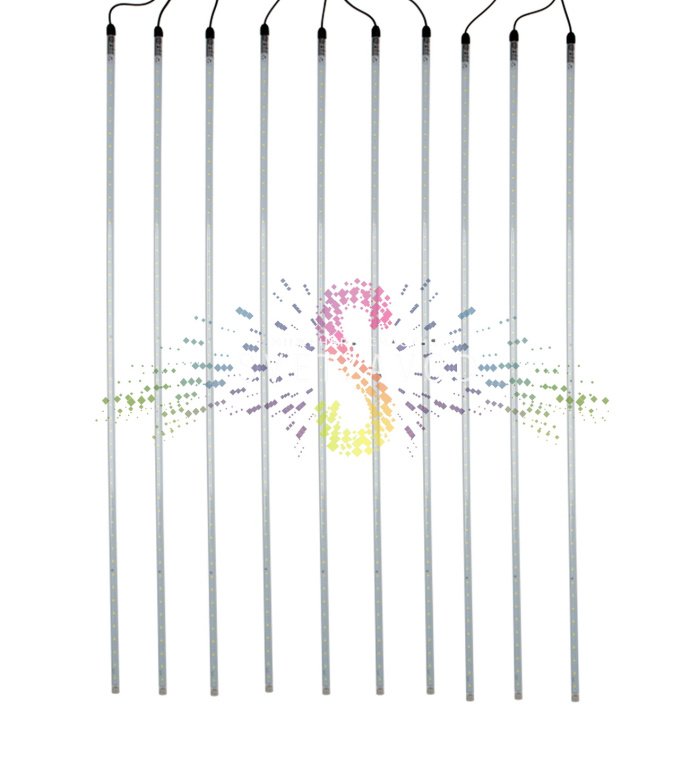 Детальное фото гирлянды Тающие сосульки Neon-Night: 10 пластиковых трубок по 1 метру на 10-метровом каучуковом проводе, блок питания 220/24В.