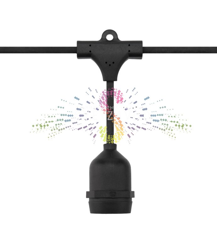 Гирлянда лофт, бухта 100м, шаг 40см, E27, черный провод каучук