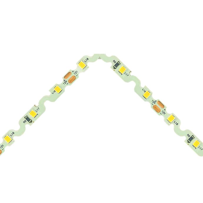 Детальное фото светодиодной ленты 12В SMD2835 60LED/м: дневной белый свет 4000К, гибкая подложка S-типа 6мм, медная основа.