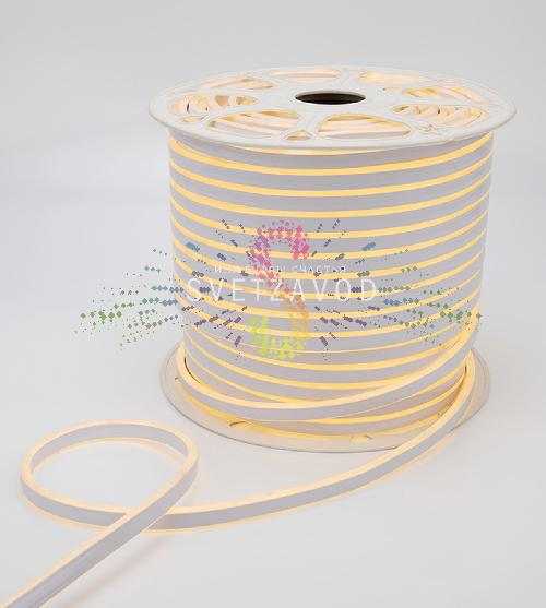 Светодиодный гибкий неон двухсторонний, теплый белый, 8х16мм, 100м,120SMD2835, 220В, IP65,Neon-Night