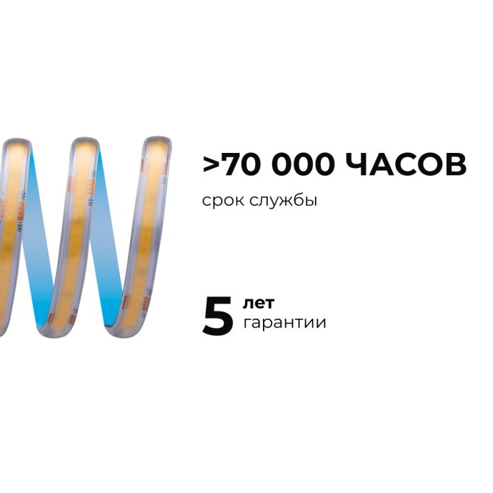 Детальное изображение светодиодной ленты 00-392 холодный белый 24В COB 320д/м IP65 в пвх оболочке 5 метров подложка 8 мм
