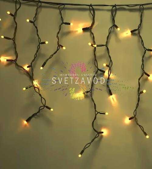 Светодиодная бахрома Айсикл, 5х0,7м, мерцающая, 220В, желтая, черный ПВХ, IP65