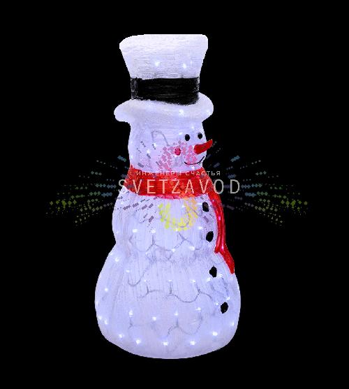 Акриловая фигура 3D Снеговик в шляпе, 72 см, 160 LED, 24В, с трансформатором, Neon-Night