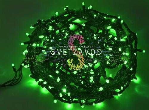 Гирлянда-нить Твинкл Лайт, 220В, чейзинг, зеленая, 10м, черный ПВХ, IP54, контроллер в комплекте
