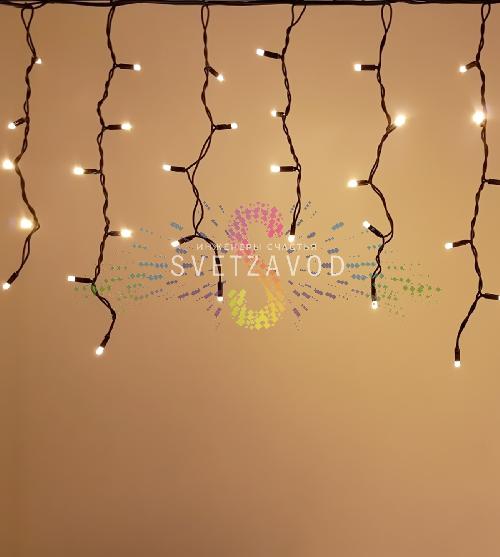 Светодиодная бахрома Айсикл, 4,8х0,6м, мерцающая, 220В, теплая белая, черный каучук, IP65, с блоком