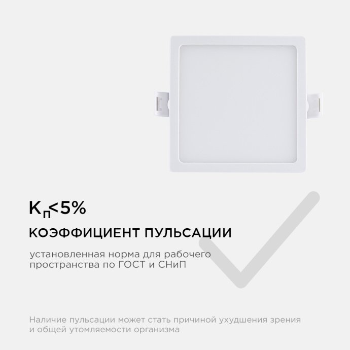Квадратная LED панель 8Вт 6500К алюминиевый корпус белая рамка встраиваемая 95х95 мм IP40 потолочная