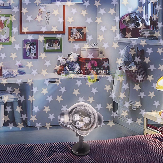 Светодиодный проектор Звездное небо Neon-Night черного цвета из АБС-пластика с пультом ДУ, кабелем 3 м и блоком питания.