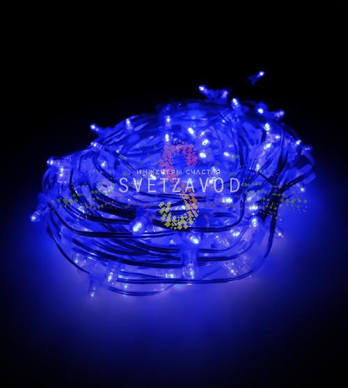 Клип Лайт 12В, мерцающий, ВF, синий, 200 LED, 30м, прозр ПВХ, с колпачком и трансформатором, IP64