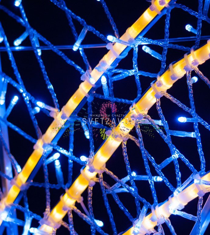 Детальное фото светодиодной фигуры «Бабочка» 150х200 см с теплым и холодным белым свечением, металлический каркас, уличное исполнение IP65 Детальное фото светодиодной фигуры «Бабочка» 150х200 см с теплым и холодным белым свечением, металлический каркас, уличное исполнение IP65