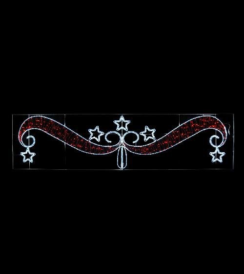Светодиодная перетяжка "Звезды на красной ленте" 400х100 см, белая, красная