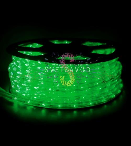 Светодиодный дюралайт, Ø 13мм, 24В, 2W, 36 led/м, фиксинг, зеленый, шаг 1м, 100м, Rich Led