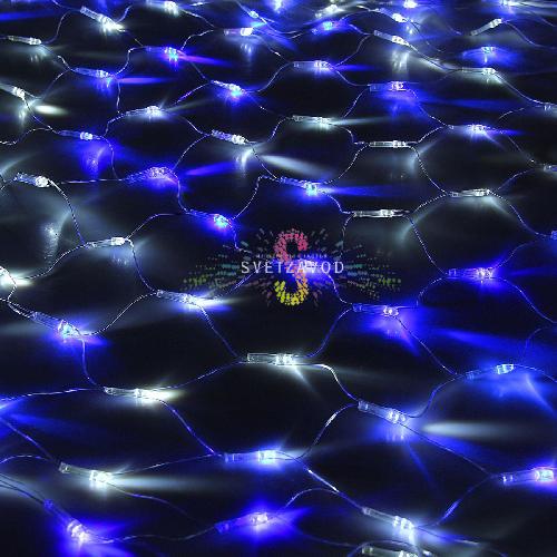 Светодиодная сетка, 2х3м, сине-белая, 384 LED, прозрачный ПВХ, IP54, Rich Led