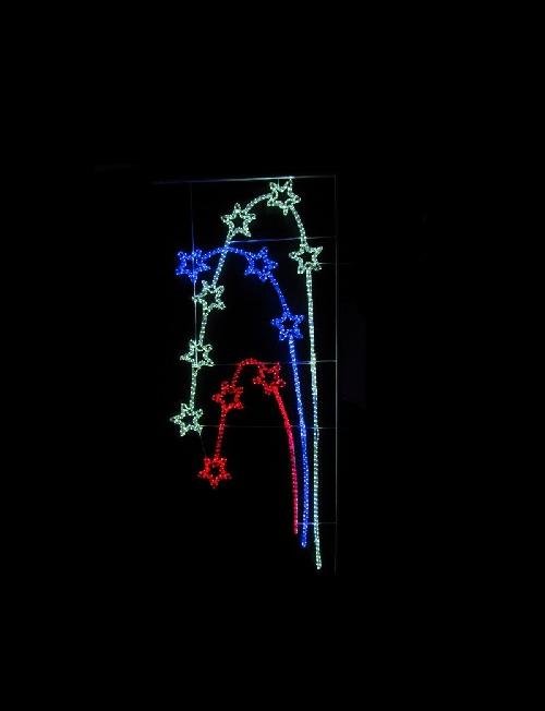 Светодиодная консоль "Звездопад Триколор" 250х112 см, белая, синяя, красная