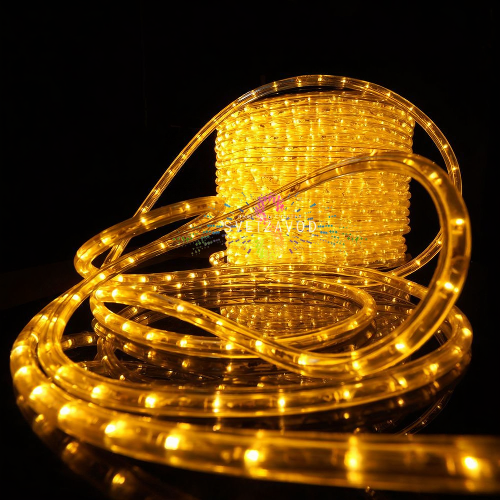 Дюралайт круглый, Ø 13мм, теплый белый, 50м, 24В, 2W, 36 led/м, фиксинг