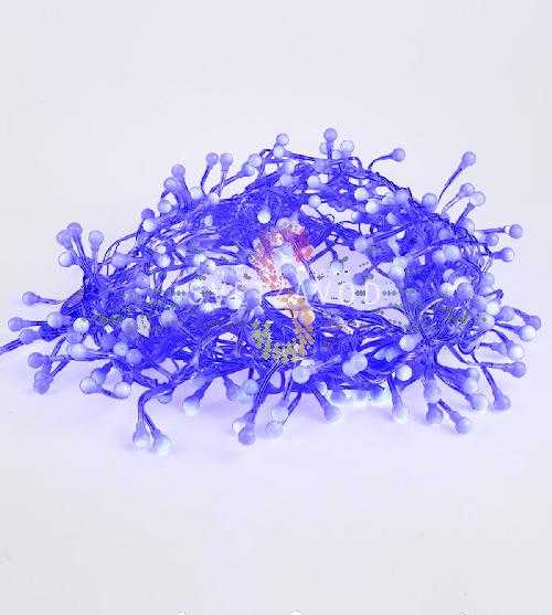 Гирлянда Мишура, 3м, 288 LED, 220В, прозрачный ПВХ, синяя, IP20, с контроллером, Neon-Night