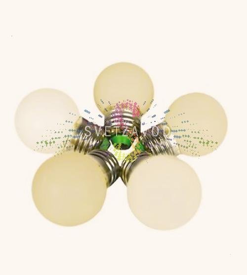 Декоративная лампа, Е27, 5 LED, 2Вт, Ø45мм, теплая белая