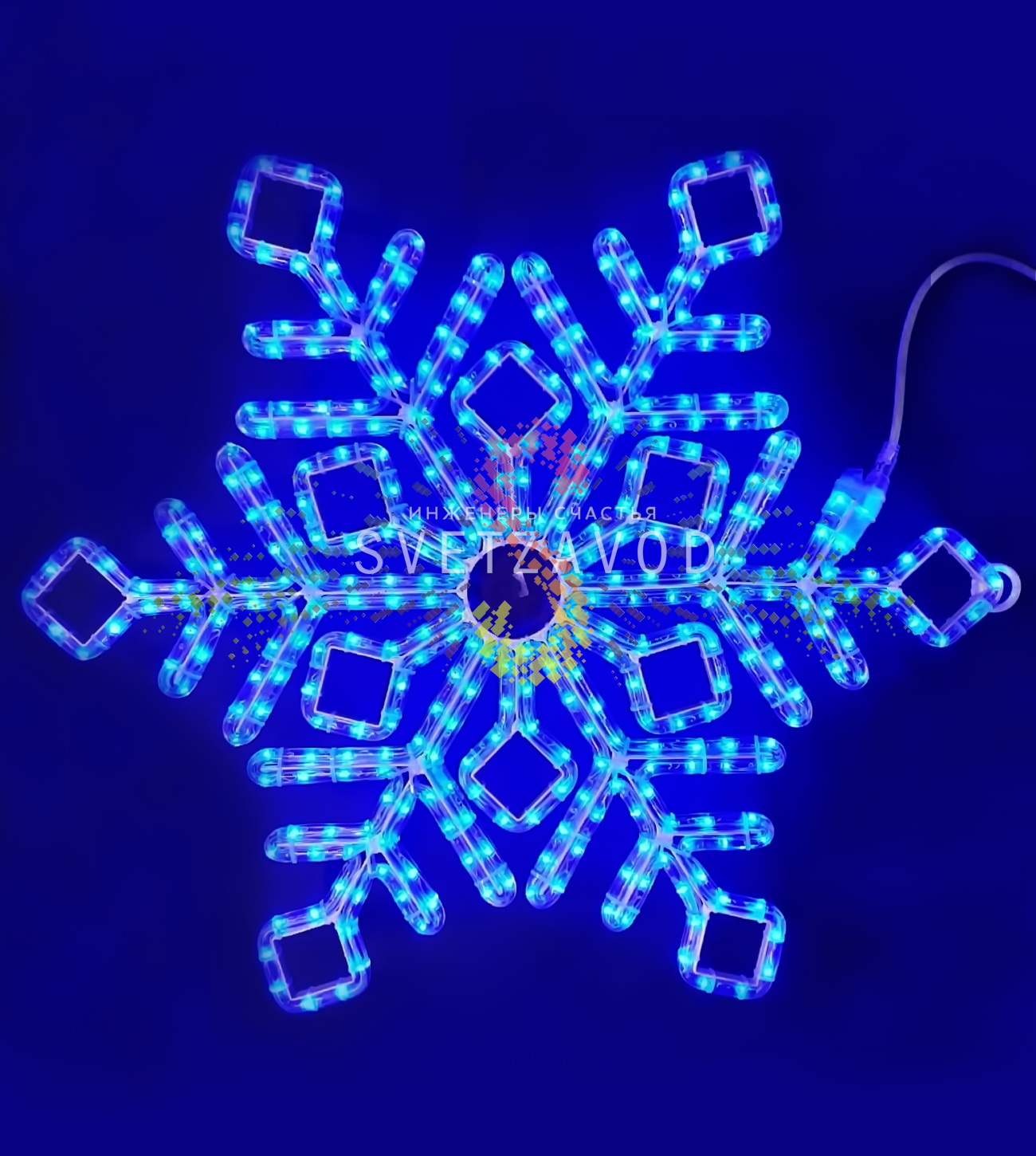 Светодиодная Снежинка, 70см, синяя, фиксинг, 220В, IP65, Riсh Lеd