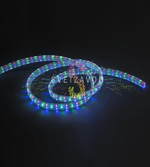 Светодиодный дюралайт, 11х22мм, 220В, 4W, 89 led/м, чейзинг, мульти, 90м