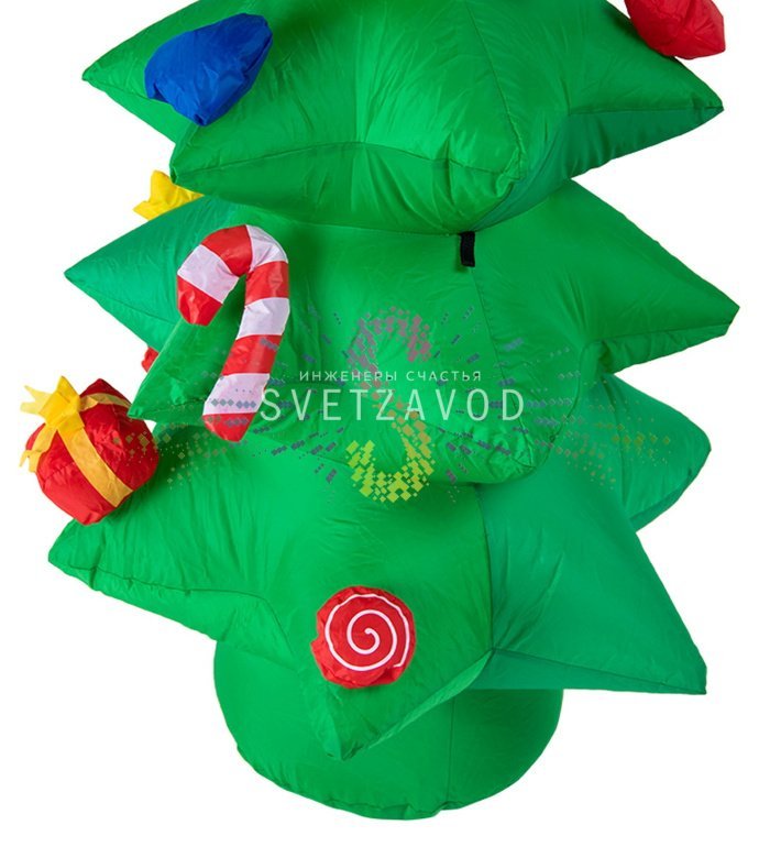 Крупный план надувной фигуры 3D Ель от Neon-Night. Видны прочный ПВХ материал, встроенные светодиоды теплого белого свечения и элементы крепления.