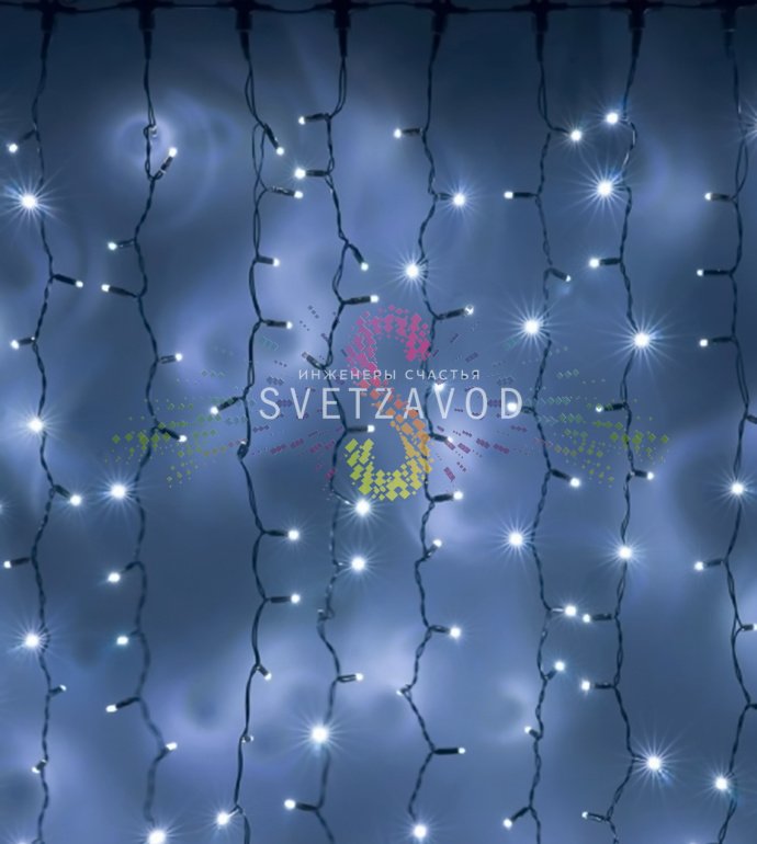 Световой занавес 2х6м с 20 нитями по 6 метров, 1140 светодиодов, черный ПВХ провод Световой занавес 2х6м с 20 нитями по 6 метров, 1140 светодиодов, черный ПВХ провод