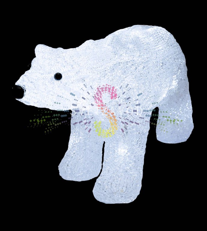 Детальное фото акриловой светодиодной фигуры 3D Медведь от Neon-Night с равномерной подсветкой 24 светодиодами, размеры 34.5х12х17 см.