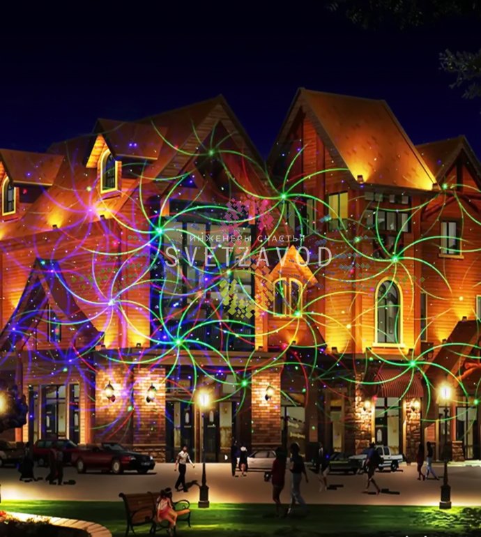 Лазерная подсветка, Garden X-39P-1D, анимация Цветы, 8 узоров, c bluetooth-колонкой