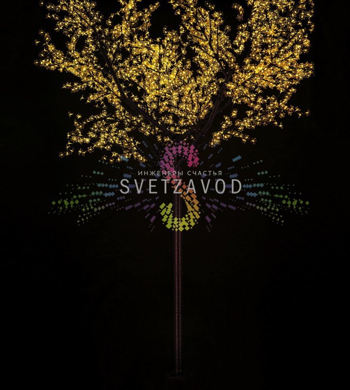 Светодиодное дерево Сакура 3.5 м с 2688 светодиодами желтого свечения IP65