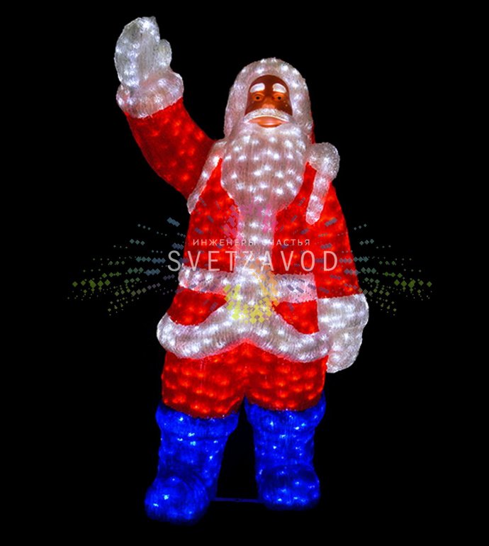 Детальное фото акриловой 3D фигуры Санта Клаус с 4400 светодиодами, защитой IP65 и блоком питания 24В. Детальное фото акриловой 3D фигуры Санта Клаус с 4400 светодиодами, защитой IP65 и блоком питания 24В.