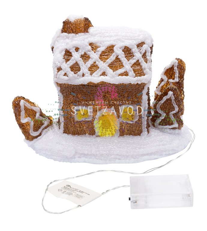 Акриловая светодиодная фигура 3D Пряничный домик, 26х15,5х20 см, 30 LED, на батарейках, Neon-Night