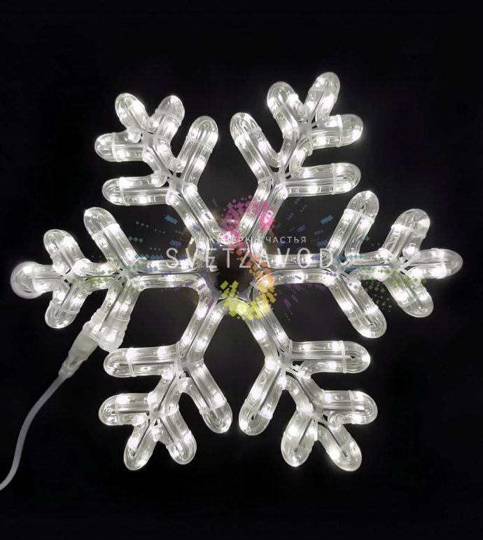 Детальное фото светодиодной снежинки Rich Led 40 см с холодным белым свечением, металлическим каркасом и степенью защиты IP65. Детальное фото светодиодной снежинки Rich Led 40 см с холодным белым свечением, металлическим каркасом и степенью защиты IP65.