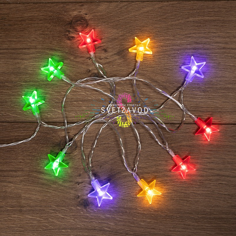 Гирлянда светодиодная на батарейках Звездочки, 1,5м, мульти, Neon-Night