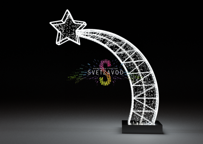 Детальное фото светодиодной стеллы 300 см белого цвета, демонстрирующее металлический каркас и равномерное холодное белое свечение светодиодов.