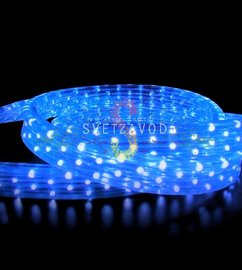 Светодиодный дюралайт, 11х28мм, 220В, 5W, 144 led/м, чейзинг, синий, 50м