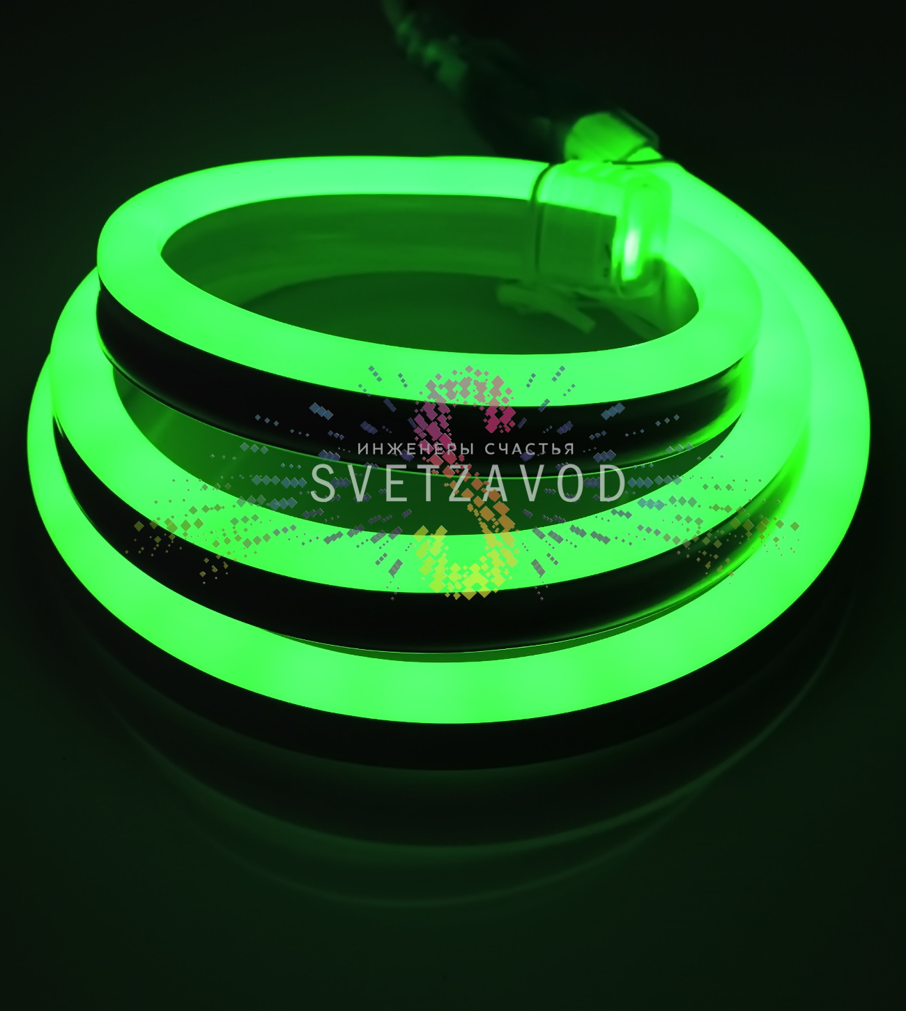 Светодиодный гибкий неон, зеленый, 8х18мм, 120SMD2835, 220В, IP65, 50м